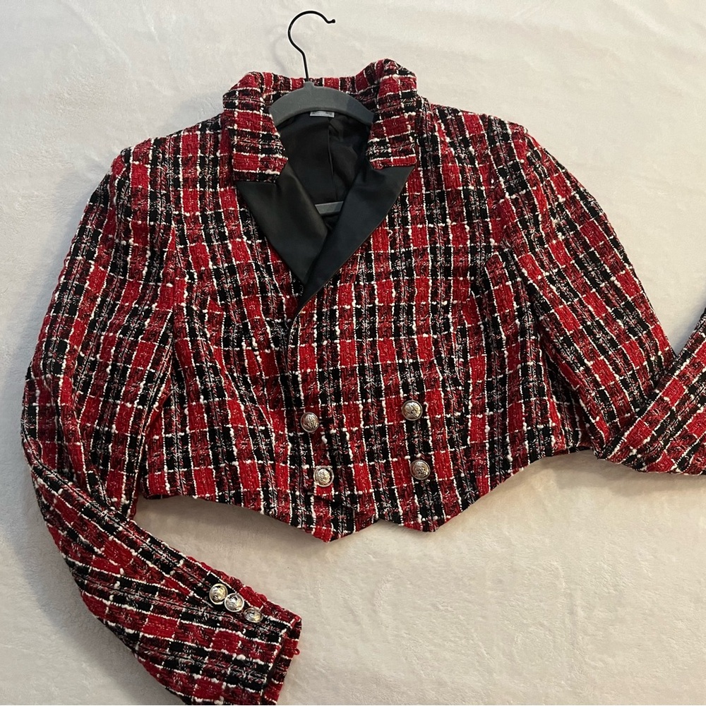 Tweed crop blazer